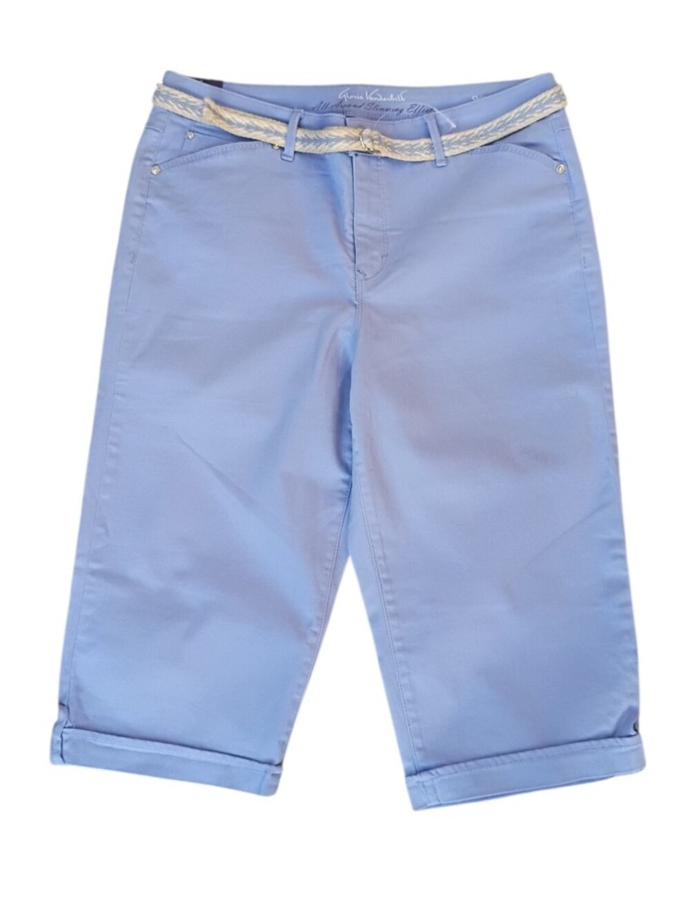 Gloria Vanderbilt Belted Blue Cropped Cuffed Jeans/Pants sz 12 NEW - Picture 4 of 9